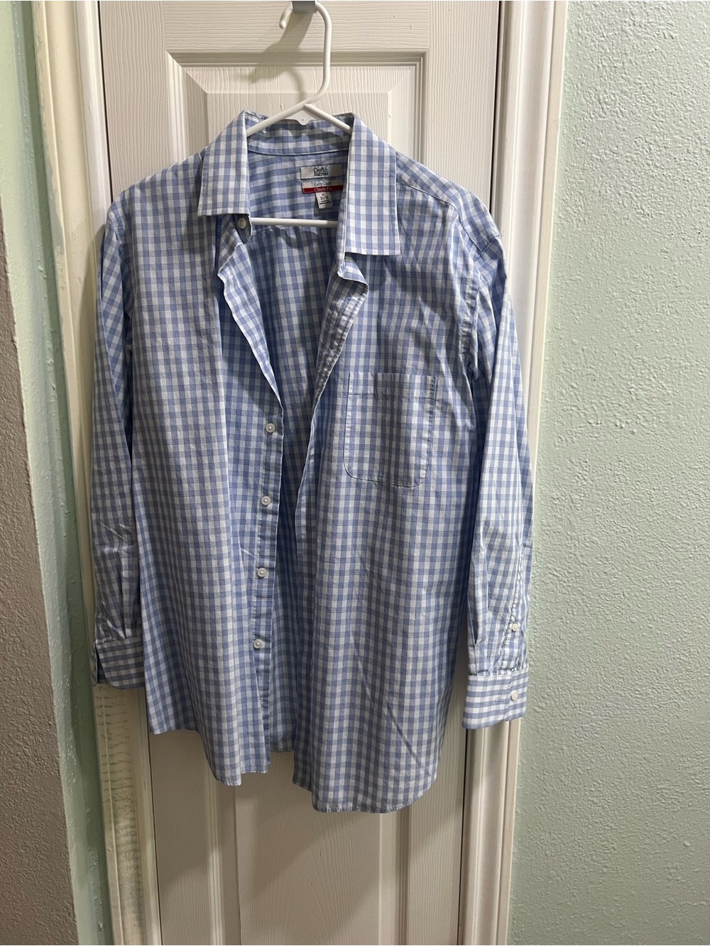 croft & barrow Blue and White Gingham Dress Shirt